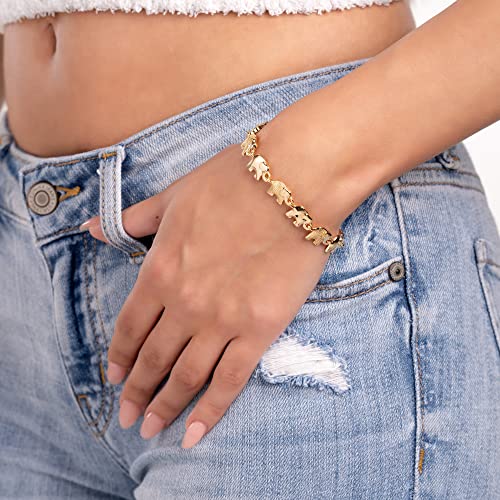 Barzel 18K Gold Plated Elephant Bracelet For Women 7.5 Inches - Made In Brazil - Image 2