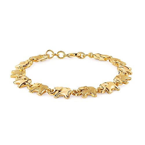 Barzel 18K Gold Plated Elephant Bracelet For Women 7.5 Inches - Made In Brazil - Image 4