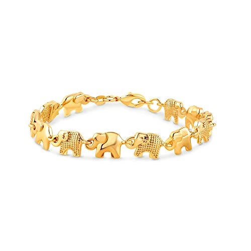 Barzel 18K Gold Plated Elephant Bracelet For Women 7.5 Inches - Made In Brazil - Image 1