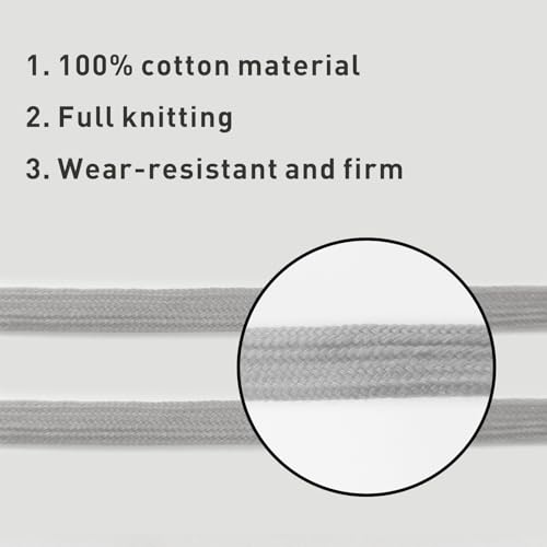 UamGlsob Cotton Shoe Laces for Golden Goose Sneakers, 100% Cotton Flat Athletic Shoelaces Replacement Strings for GG Shoes (Grey, 54"/140cm) - Image 3