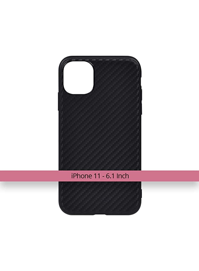 IAF TV4ARAB iPhone 11 Case Back Cover Ultra Thin Flexible Carbon Fiber TPU Black Cover Anti-Shock Anti-Slip Anti-Scratch Full Cover Phone Case iPhone 11 - 6.1 Inch 