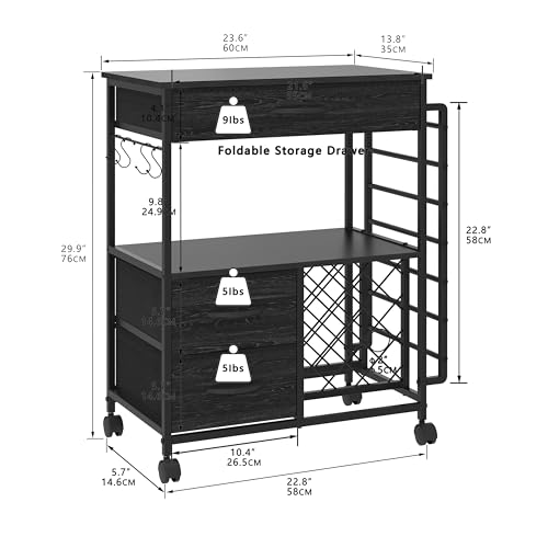 VENNQD Storage Cart Compatible with Cricut Machines Stand Cutting Machine Stand with Drawers and Vinyl Roll Holder Rolling Craft Cabinet Table for Cricut Craft Workstation for cart Craft Room (Black) - Image 2