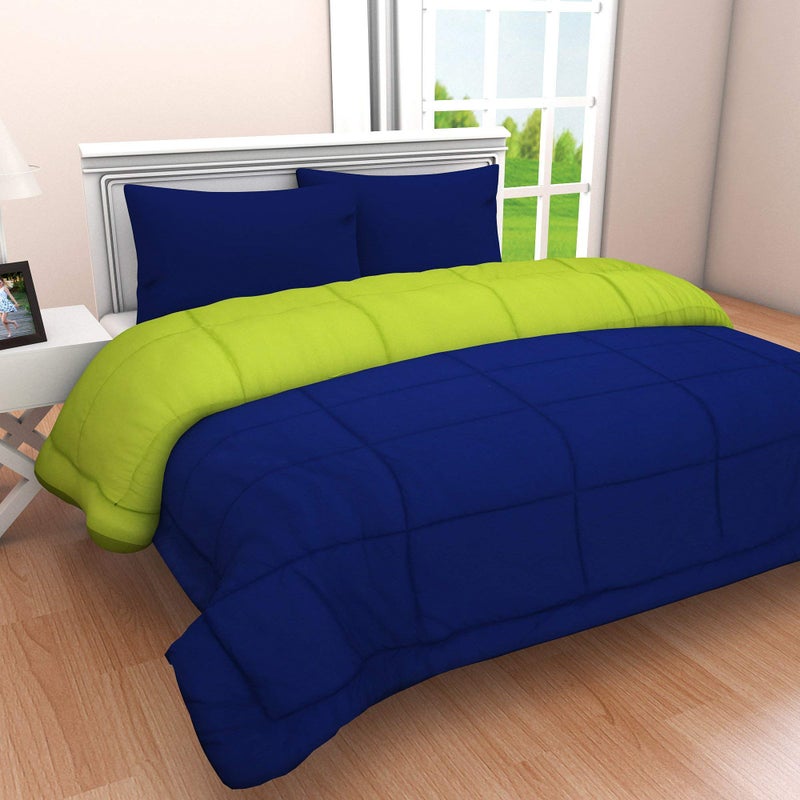 SHOPINGTRADE - Cotton Reversible Comforter, Double Bed ( Green & Blue, 200 GSM) - Image 3