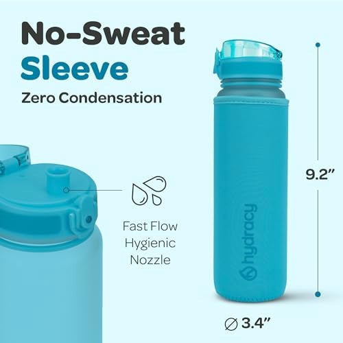 Hydracy Water Bottle with Time Marker -Large 32 oz BPA Free Water Bottle & No Sweat Sleeve -Leak Proof Gym Bottle with Fruit Infuser Strainer & Times to Drink -Ideal for Fitness Sports & Outdoors - Image 5