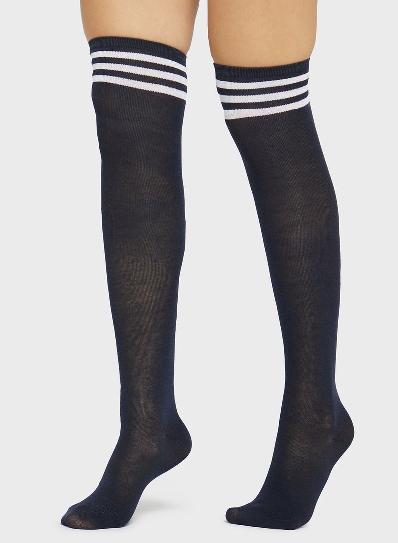 Ginger Ribbed Over The Knee Socks - Image 1