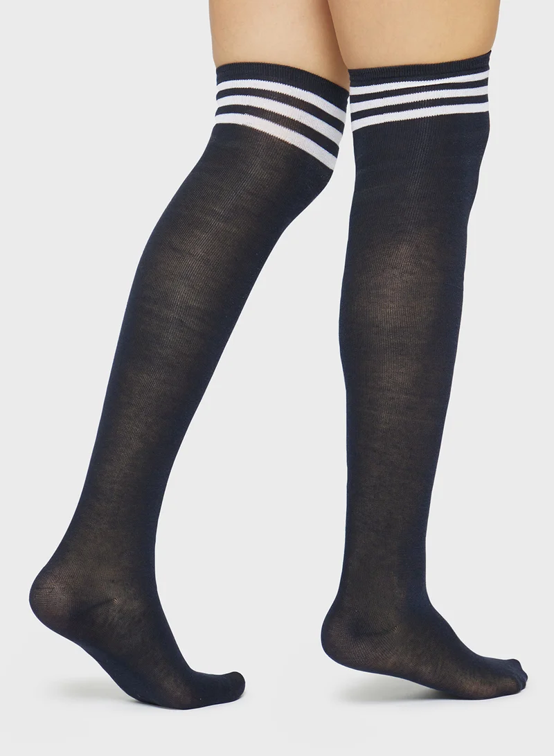 Ginger Ribbed Over The Knee Socks