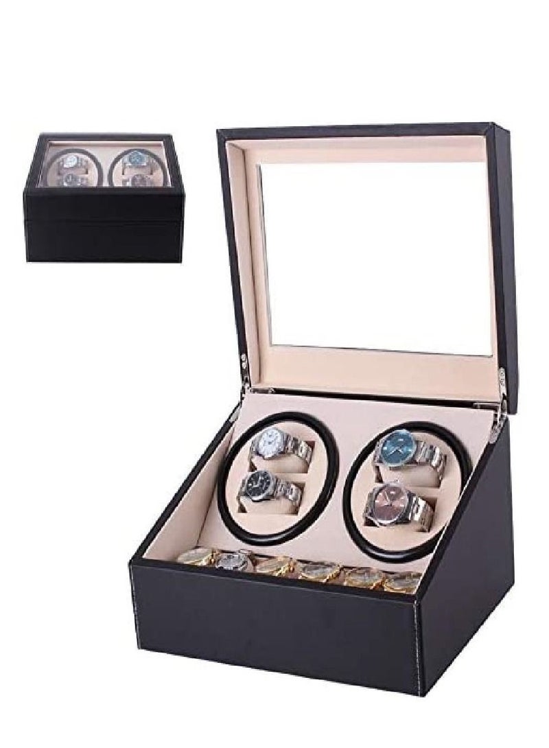 Automatic Watch Winder 4 Plus 6 Piece Storage -Black