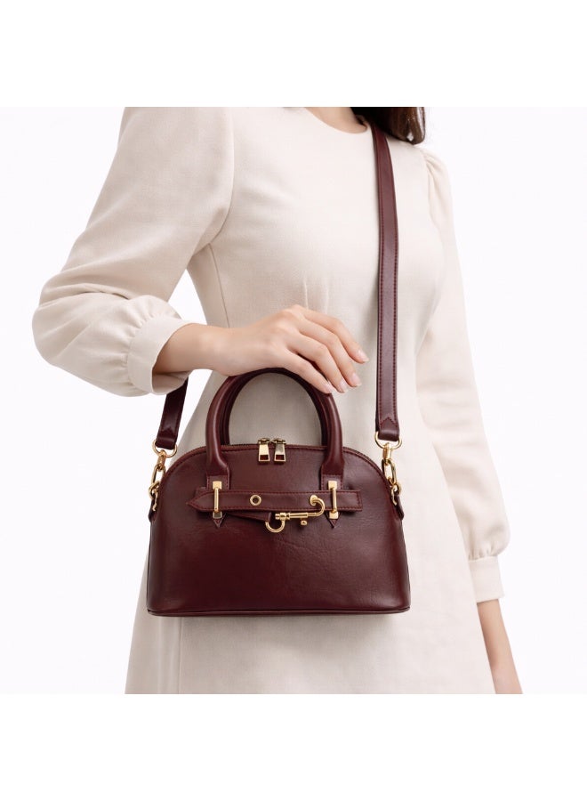 Classic "Dom" women's handbag in premium leather - with gold accents, featuring a top handle and adjustable shoulder strap - perfect for special occasions and work - Image 1