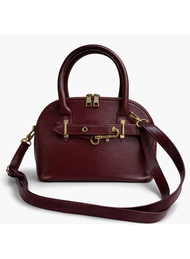 Classic "Dom" women's handbag in premium leather - with gold accents, featuring a top handle and adjustable shoulder strap - perfect for special occasions and work - Image 5