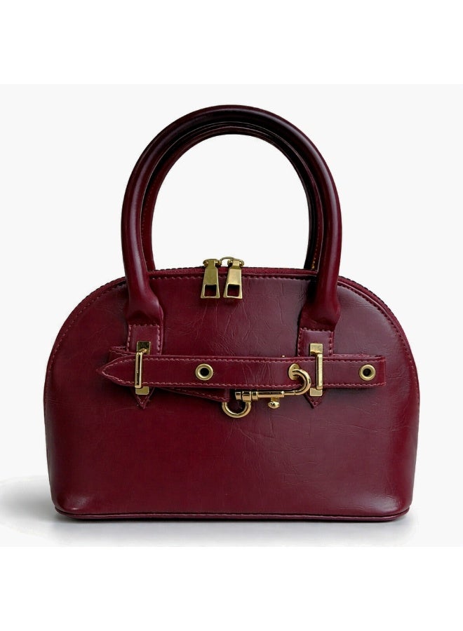 Classic "Dom" women's handbag in premium leather - with gold accents, featuring a top handle and adjustable shoulder strap - perfect for special occasions and work - Image 2