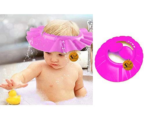 Sage Square New Adjustable Design Safe Soft Bathing Baby Shower Cap with Ear Protector (Pink) (Pack of 1) - Image 2