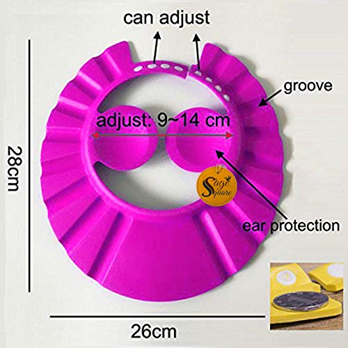 Sage Square New Adjustable Design Safe Soft Bathing Baby Shower Cap with Ear Protector (Pink) (Pack of 1) - Image 4
