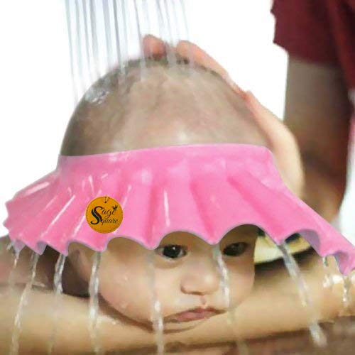Sage Square New Adjustable Design Safe Soft Bathing Baby Shower Cap with Ear Protector (Pink) (Pack of 1) - Image 3