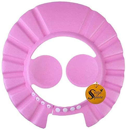 Sage Square New Adjustable Design Safe Soft Bathing Baby Shower Cap with Ear Protector (Pink) (Pack of 1) - Image 1