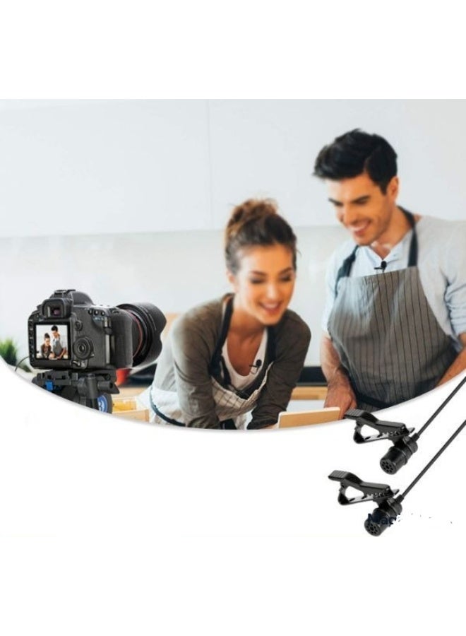 Dual Clip-On Neck Microphone – Omnidirectional Condenser Mic with 1/8" Stereo Jack for Camera, Laptop & PC – Hands-Free Recording - Image 4