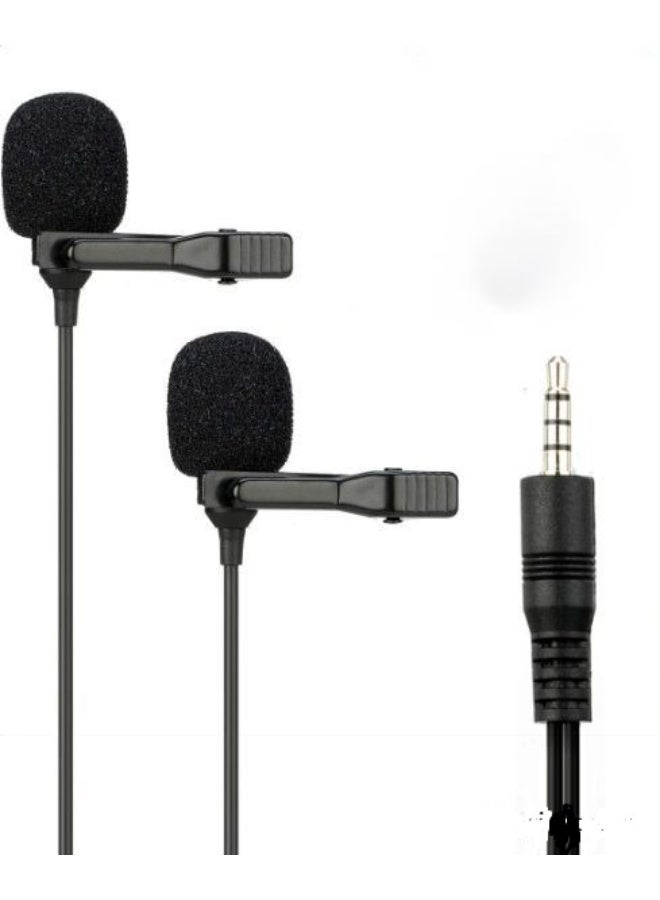 Dual Clip-On Neck Microphone – Omnidirectional Condenser Mic with 1/8" Stereo Jack for Camera, Laptop & PC – Hands-Free Recording - Image 2
