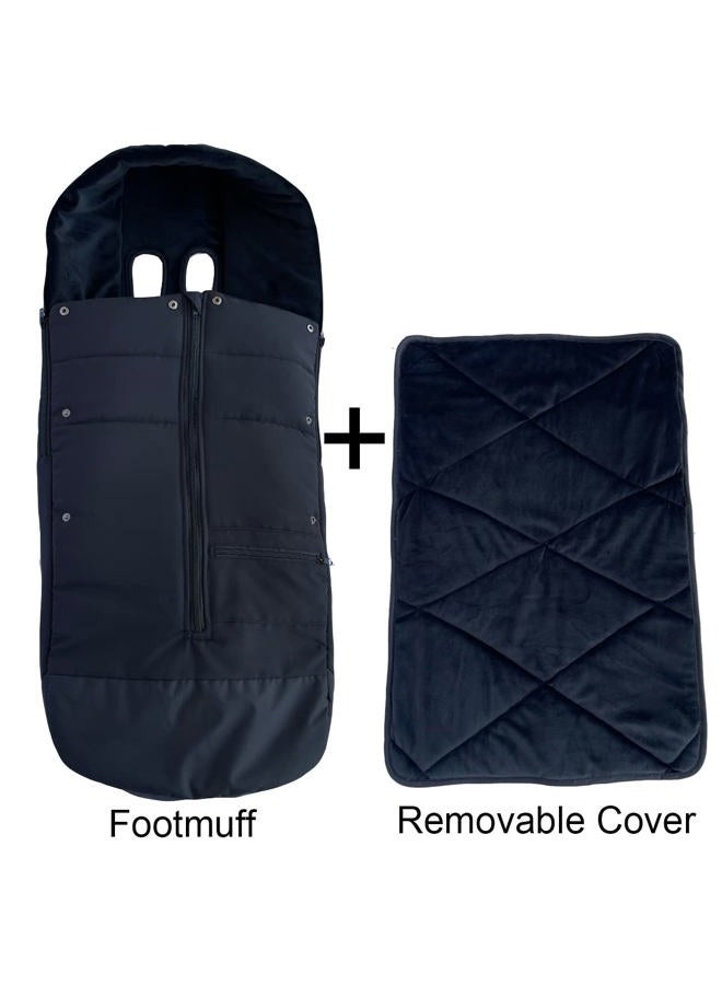 AICTIMO Universal Stroller Accessories Footmuff Compatible with Doona Car Seat & Strollers, Waterproof Warm Bunting Bag Suitable for 95% and Strollers Black - Image 2
