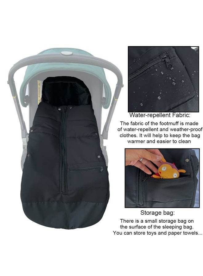AICTIMO Universal Stroller Accessories Footmuff Compatible with Doona Car Seat & Strollers, Waterproof Warm Bunting Bag Suitable for 95% and Strollers Black - Image 4