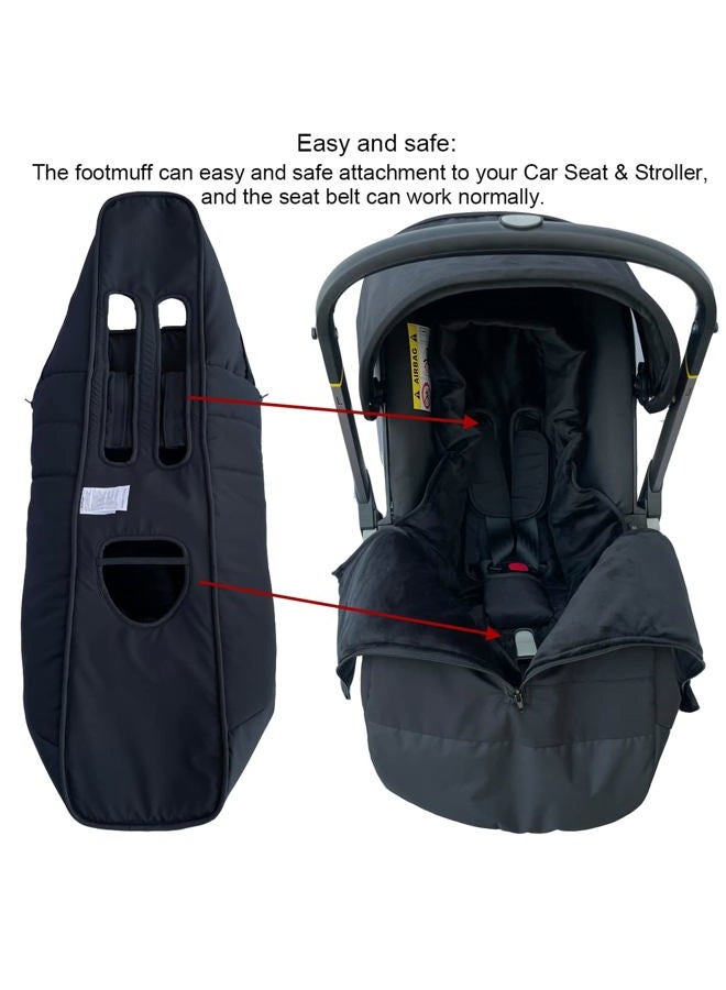 AICTIMO Universal Stroller Accessories Footmuff Compatible with Doona Car Seat & Strollers, Waterproof Warm Bunting Bag Suitable for 95% and Strollers Black - Image 5