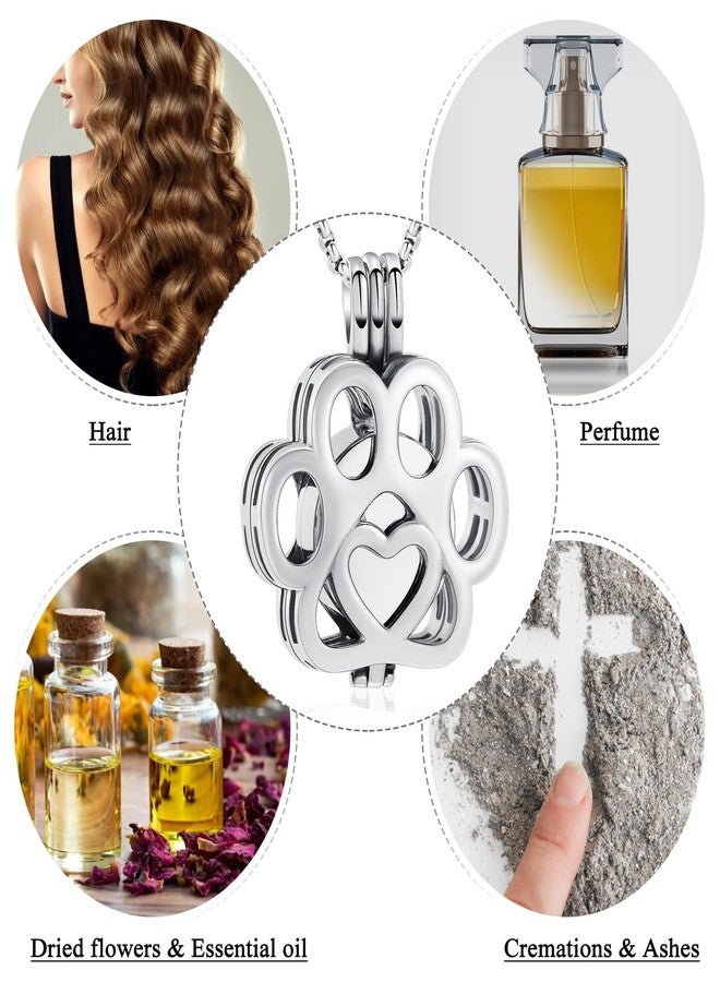 Oinsi Pet Cremation Jewelry For Ashes For Dog/Cat Paw Stainless Steel Memorial Locket Urn Necklace Inside Mini Case Keepsake Cremation Jewelry Women Men (Full Silver) - Image 5