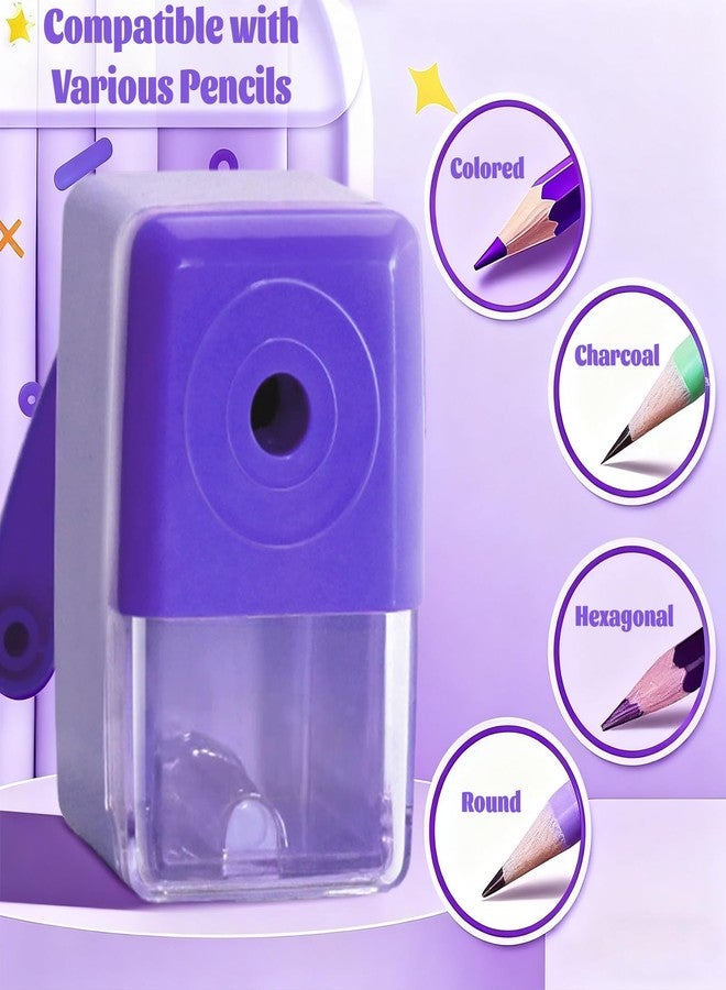BOBOAR Manual Color Pencil Purple Small Sharpener Handheld for Kids for Colored Pencils - Image 2