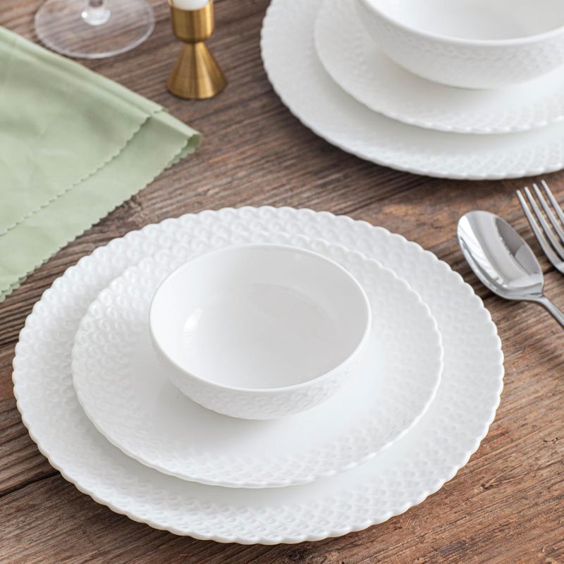 HOMBENE DINNERWARE NOT ONLY FOR DINNER Dinnerware Set 24 Piece Plates and Bowls Porcelain Dinner Set for 6 Modern Dish Sofia Collection - Image 4