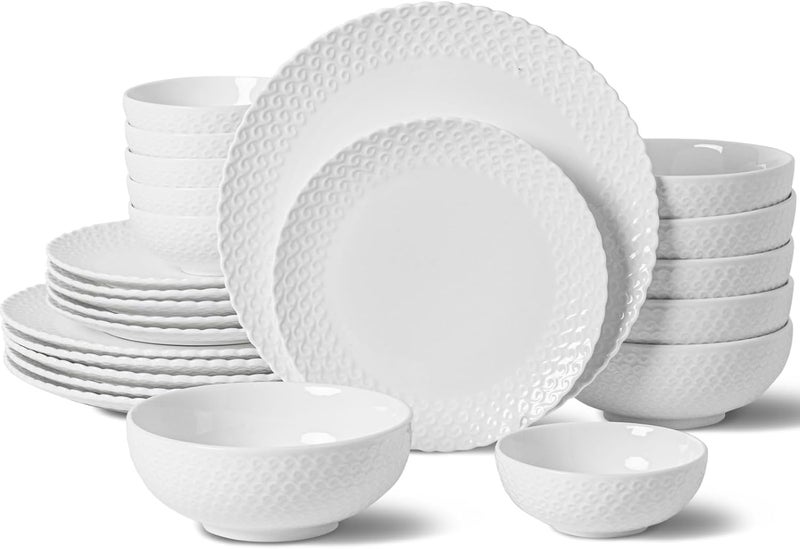 HOMBENE DINNERWARE NOT ONLY FOR DINNER Dinnerware Set 24 Piece Plates and Bowls Porcelain Dinner Set for 6 Modern Dish Sofia Collection - Image 1