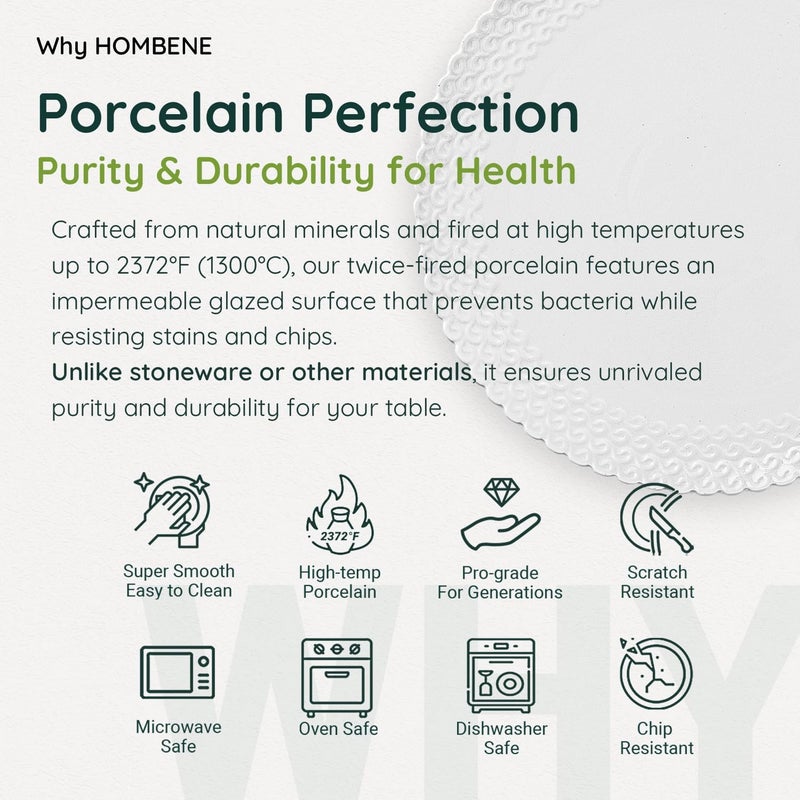 HOMBENE DINNERWARE NOT ONLY FOR DINNER Dinnerware Set 24 Piece Plates and Bowls Porcelain Dinner Set for 6 Modern Dish Sofia Collection - Image 2