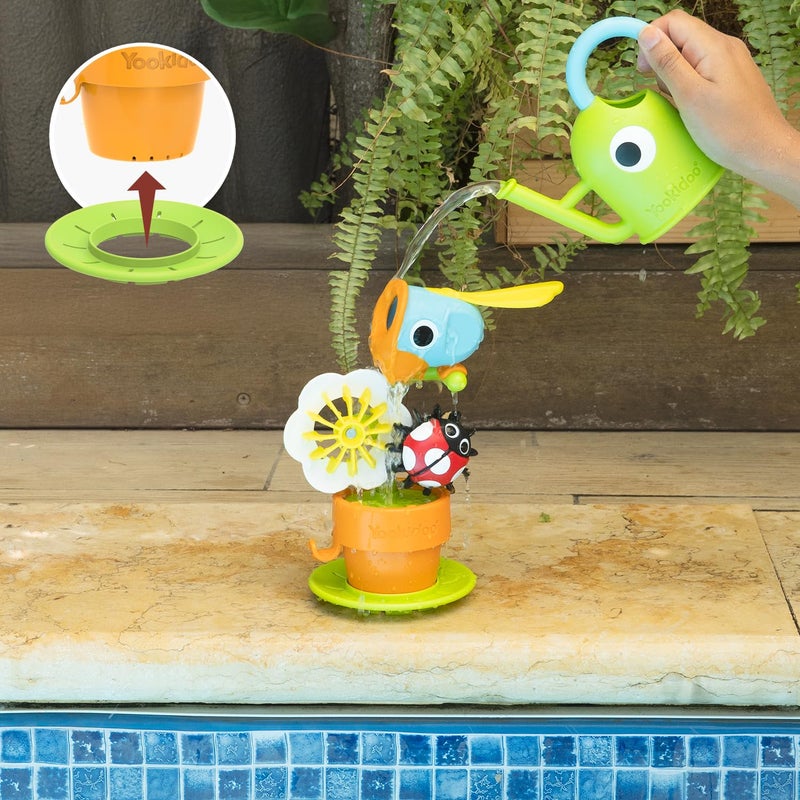 Yookidoo Watering Can Baby Bath Toy (Ages 1-3) Spinning Lady Bug & Tipping Bird Toy With 3 Moving Pieces (Mold Free) - Attaches To Tub Wall For Easy Toy Holder and Storage - For Toddler Bath Time - Image 5