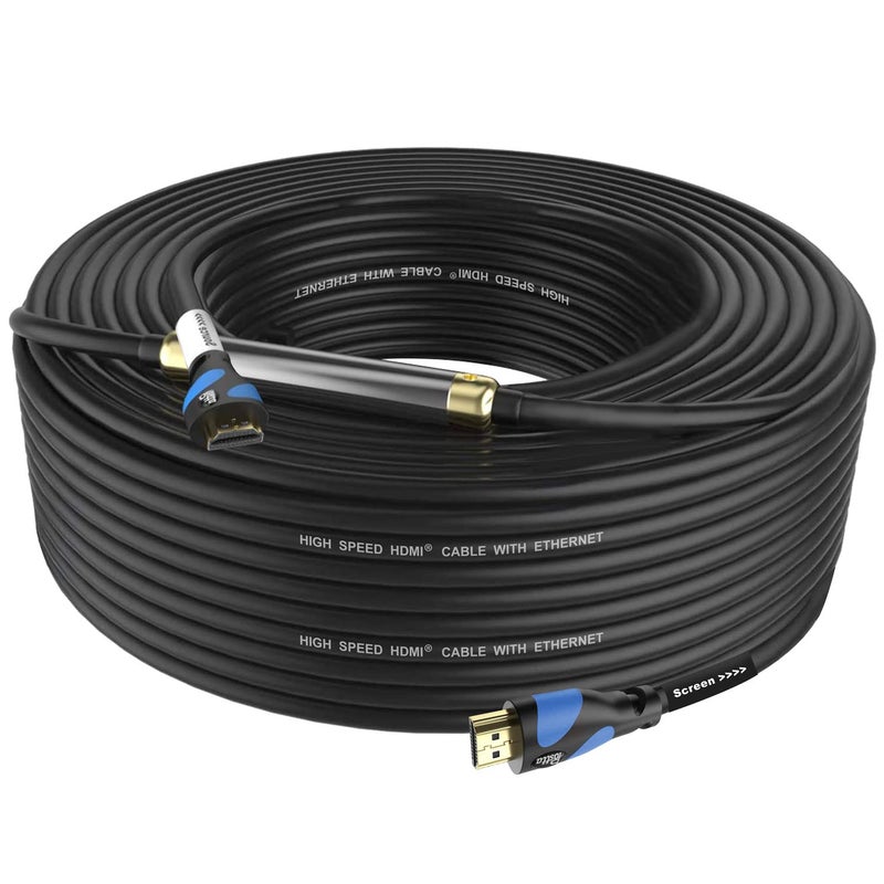 Postta HDMI Cable100 Feet Blue HDMI 20V with Builtin Signal BoosterSupport 4K3D1080PEthernetAudio Return1 Pack