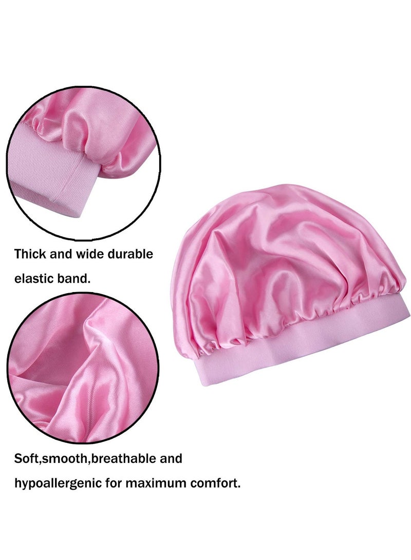 SOLARAE Satin Bonnets Sleeping Caps, Wide Band Sleeping Hats for Kids Toddlers, Adjustable Sleeping Cap Reversible Satin Soft Flower Night Hats for Teens Toddler Child Baby (6 Pieces) - Image 4