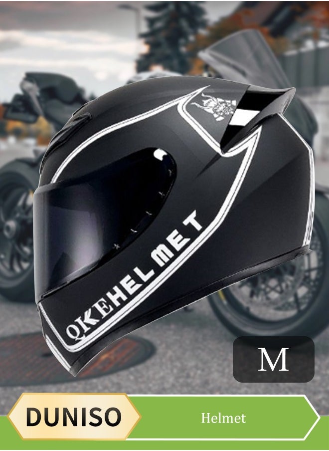 DUNISO Full face motorcycle helmet, lightweight crash resistant motorcycle helmet, all season cool riding helmet，cycling helmet with black lenses, breathable lining, suitable for both men and women，suitable for riding recreational activities（M）  - Image 1