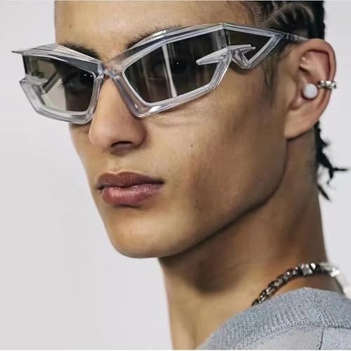 AUGEN Cool Futuristic Y2K Sunglasses Men Women Sports Wraparound Shield Cat Eye Glass Alien Space Shades (223-C7) - Image 3