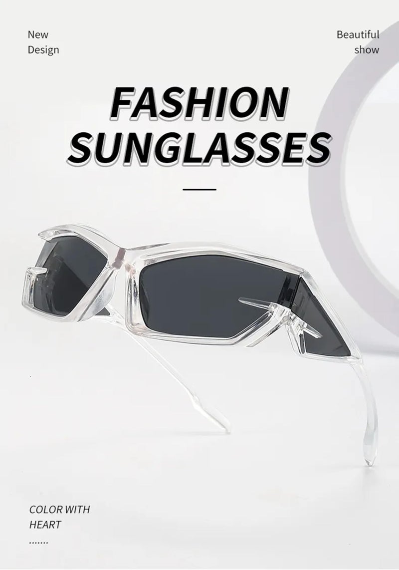 AUGEN Cool Futuristic Y2K Sunglasses Men Women Sports Wraparound Shield Cat Eye Glass Alien Space Shades (223-C7) - Image 5