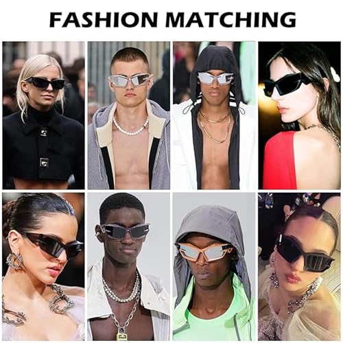AUGEN Cool Futuristic Y2K Sunglasses Men Women Sports Wraparound Shield Cat Eye Glass Alien Space Shades (223-C7) - Image 4