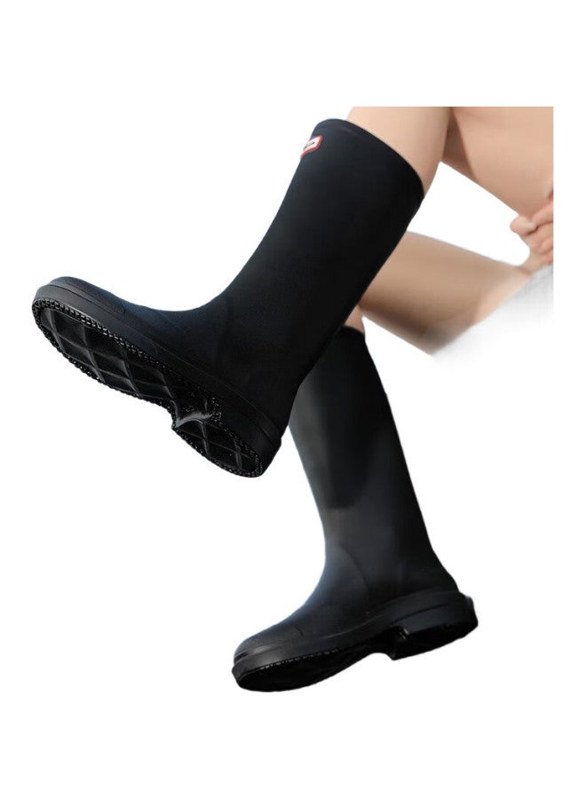 Warrior Rain Boots For Women, Fashionable Adult Tall Rain Boots, Water Shoes, Rubber Shoes, Overshoes, Water Boots Hxlo33 Black 37 - Image 2