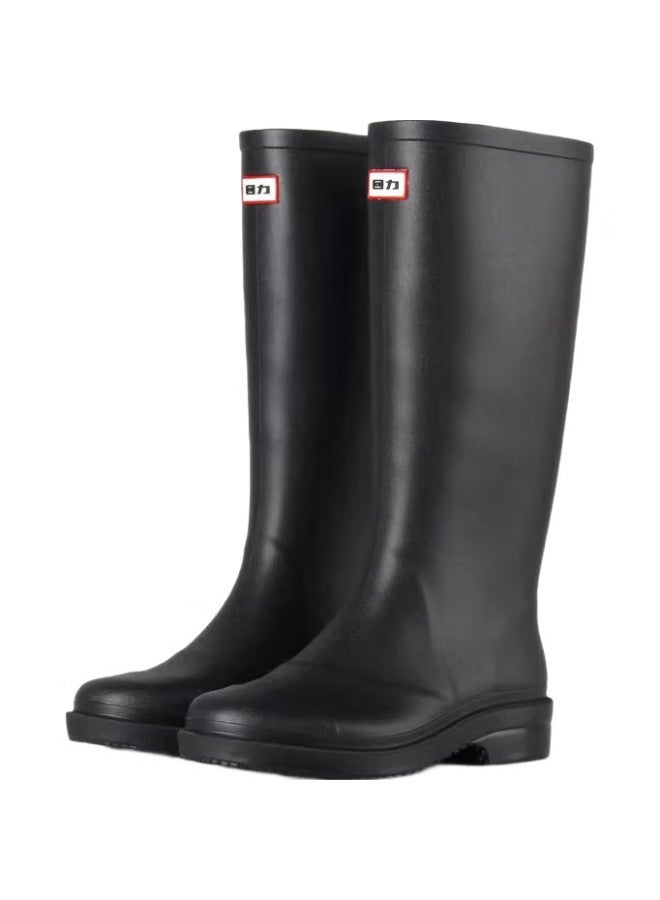 Warrior Rain Boots For Women, Fashionable Adult Tall Rain Boots, Water Shoes, Rubber Shoes, Overshoes, Water Boots Hxlo33 Black 37 - Image 1