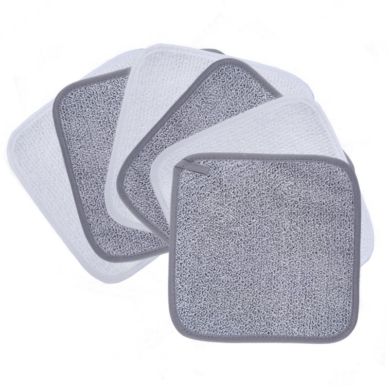 Polyte Premium Hypoallergenic Microfiber Makeup Remover and Facial Cleansing Cloth, 8 x 8 in, 6 Pack (Gray,White) - Image 1