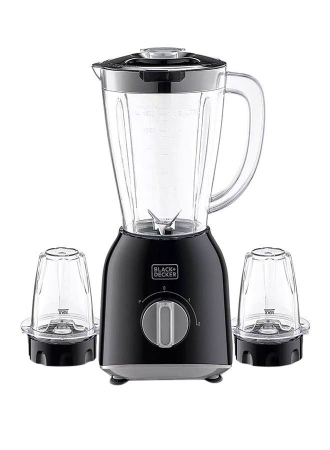 BLACK+DECKER Counter Top Blender With 2 Grinder Mills 1.5 L 400 W BX365J Black - Image 1