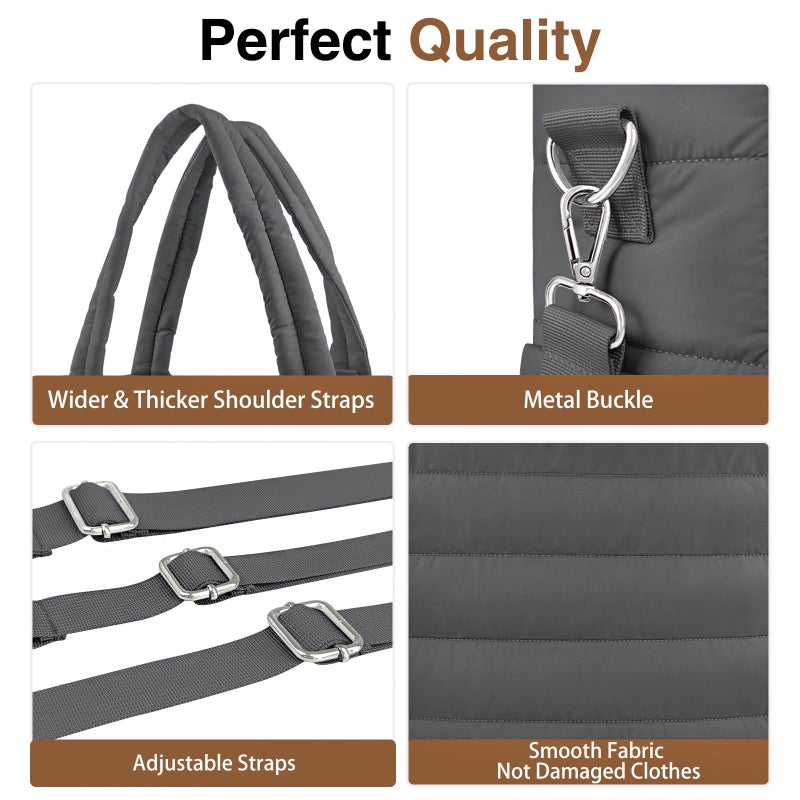 KUBYA Diaper Bag Tote, Puffer Quilted Baby Diaper Tote Bags Shoulder Bag Mommy Handbag Hospital Bag Travel Large Tote Bag for Women Crossbody Bag, with Silicone Pacifier Case - Image 4