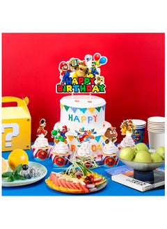 FRUITFUL PARTY Super Mario Cake Decorations, 13pcs Mario Cake Toppers Set Includes 1 Mario Birthday Cake Topper and 12 Mario Bros Cake Topper, Super Mario Birthday Decorations Supplies  - Image 4