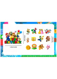 FRUITFUL PARTY Super Mario Cake Decorations, 13pcs Mario Cake Toppers Set Includes 1 Mario Birthday Cake Topper and 12 Mario Bros Cake Topper, Super Mario Birthday Decorations Supplies  - Image 3