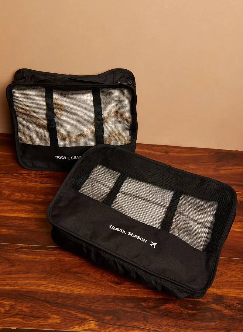 AURORA Black Set Of 7 Travel Organizer Packing Bags