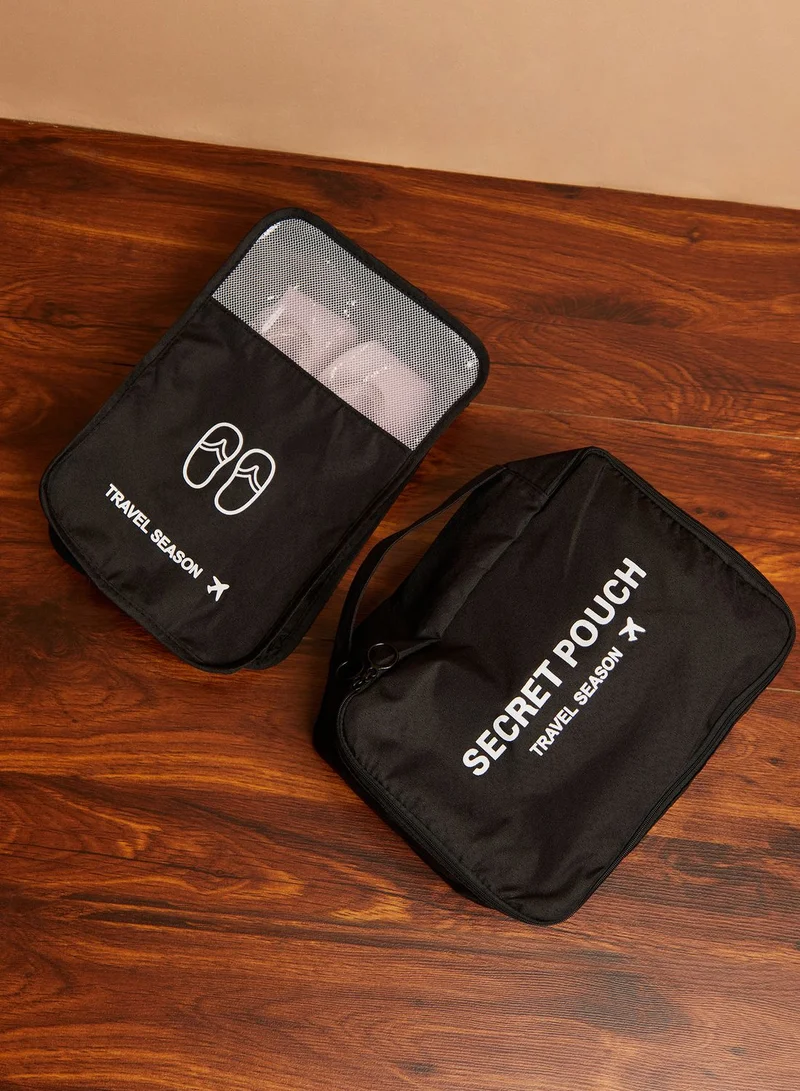 AURORA Black Set Of 7 Travel Organizer Packing Bags