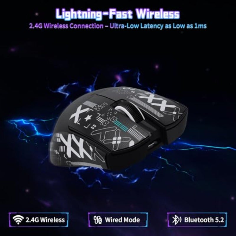ATTACK SHARK X11SE Wireless Gaming Mouse 63g Superlight With PixArt PAW3311 Sensor 22000 DPI Tri-Mode BT 2.4Ghz Wired 1000Hz Polling rate Dual Driver 300mAh Battery for PC Xbox Mac Black - Image 4