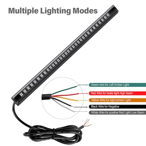 Pivalo Brake Stop Turn Signal License Plate 5W 3m Adhesive 3528 SMD 48 LED Bulb Light Strip for Car/Motorcycle/Harley Davidson/ATV/SUV, 8-inch, Red, White, Green & Yellow - Image 4