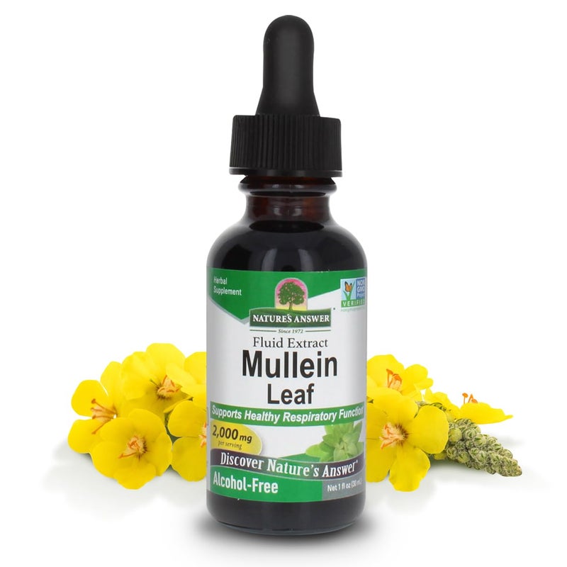 Nature's Answer Mullein Leaf | Herbal Supplement | Supports Respiratory Function & Mucous Membranes | Non-GMO & Kosher | Gluten-Free & Alcohol-Free 1oz (2 Pack) - Image 1
