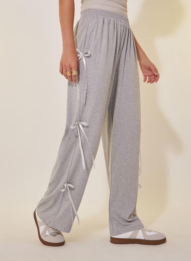 Take Two Take Two Solid Wide Leg Pants with Bow Tie  - Image 2