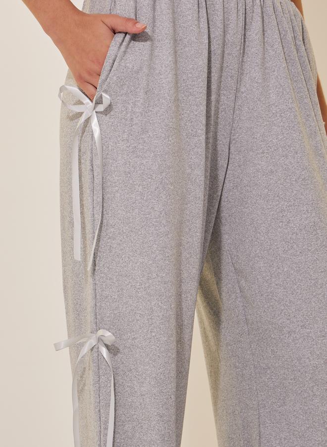 Take Two Take Two Solid Wide Leg Pants with Bow Tie  - Image 3
