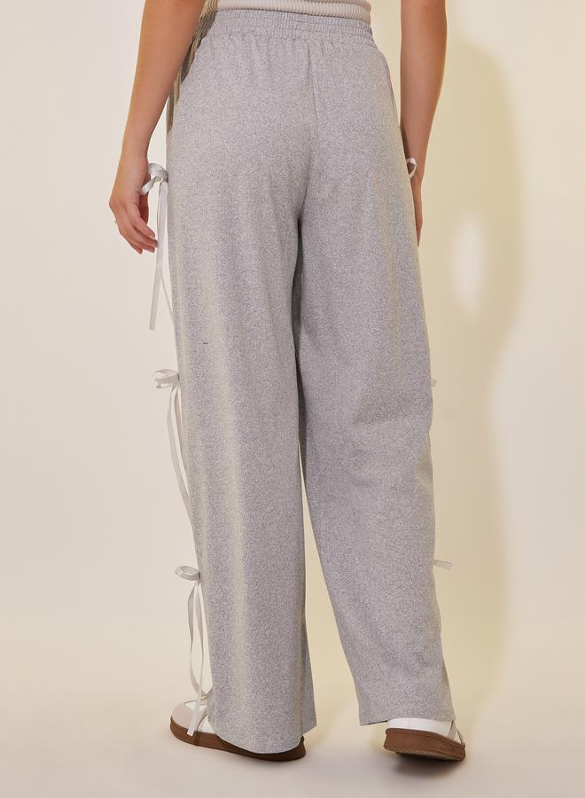 Take Two Take Two Solid Wide Leg Pants with Bow Tie  - Image 4